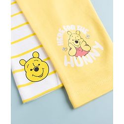 Babyhug Disney Interlock Knit Full Length Striped Diaper Legging With Winnie the Pooh Graphic Pack of 2 - Yellow & White