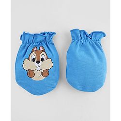 Babyhug Disney 100% Cotton Interlock Knit Caps Mittens & Booties with Disney Chip Graphic Print Blue - Diameter 16