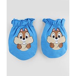 Babyhug Disney 100% Cotton Interlock Knit Caps Mittens & Booties with Disney Chip Graphic Print Blue - Diameter 16
