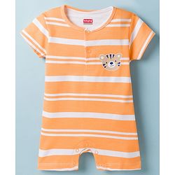 Babyhug 100% Cotton Interlock Knit Half Sleeves Romper With Animal Print Pack of 2 - Multicolor