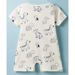 Babyhug 100% Cotton Interlock Knit Half Sleeves Romper With Animal Print Pack of 2 - Multicolor