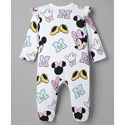 Babyhug Interlock Knit Full Sleeves Sleep Suit with Minnie & Friends Pack of 2 - White & Sea Green