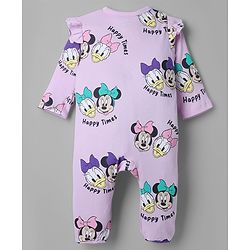 Babyhug Interlock Knit Full Sleeves Sleep Suit with Minnie & Friends Pack of 2 - Plum & Yellow