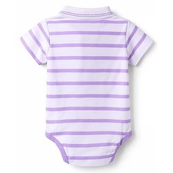 Babyhug 100% Cotton Knit Half Sleeves Striped Onesie with Giraffe Print - Multicolor