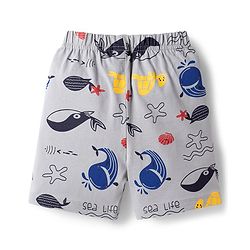 Babyhug Cotton Knit Half Sleeves T-Shirt & Shorts Night Suit With Shark Print - Blue