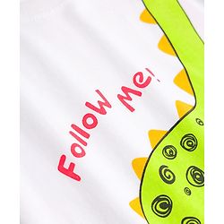 Babyhug Cotton Knit Half Sleeves T-Shirt & Shorts Night Suit with Dino Print & Applique - White