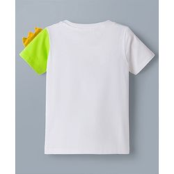 Babyhug Cotton Knit Half Sleeves T-Shirt & Shorts Night Suit with Dino Print & Applique - White