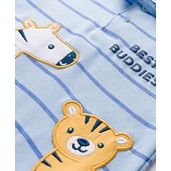Babyhug 100% Cotton Interlock Knit Half Sleeves Polo Collar Cub Printed Onesie - Multicolour