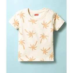 Babyhug Cotton Knit Half Sleeves Palm Tree Printed T-Shirt - Multicolor