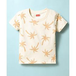Babyhug Cotton Knit Half Sleeves Palm Tree Printed T-Shirt - Multicolor