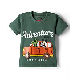 Babyhug Disney Half Sleeves T-Shirt & Denim Shorts With Mickey Mouse Graphics - Multicolor