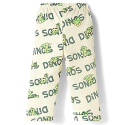 Babyhug Cotton Knit Full Sleeves Shirt & Pyjama Co-ord Night Suit with Dino Print - White