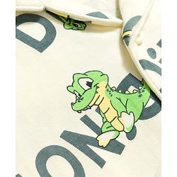 Babyhug Cotton Knit Full Sleeves Shirt & Pyjama Co-ord Night Suit with Dino Print - White
