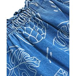 Babyhug Denim Woven Sleeveless Top & Pant Set With Floral Print - Blue