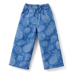 Babyhug Denim Woven Sleeveless Top & Pant Set With Floral Print - Blue