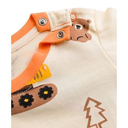 Babyhug Cotton Knit Full Sleeves T-Shirt & Pyjama Co-ord Night Suit With Excavator Print - Brown