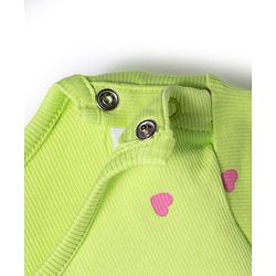 Babyhug Cotton Lycra Knit Half Sleeves T-Shirt with Heart Print - Limegreen