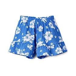 Babyhug Single Jersey Knit Half Sleeves Top & Shorts Co-ord Set with Floral Print - Blue
