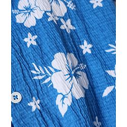 Babyhug Single Jersey Knit Half Sleeves Top & Shorts Co-ord Set with Floral Print - Blue