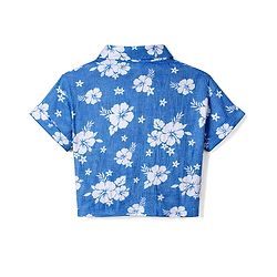 Babyhug Single Jersey Knit Half Sleeves Top & Shorts Co-ord Set with Floral Print - Blue