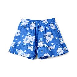 Babyhug Single Jersey Knit Half Sleeves Top & Shorts Co-ord Set with Floral Print - Blue