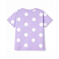 Babyhug Terry Knit Half Sleeves Top & Shorts Co-ord Set with Polka Dot Print & Sling Bag - Lavender