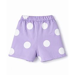 Babyhug Terry Knit Half Sleeves Top & Shorts Co-ord Set with Polka Dot Print & Sling Bag - Lavender
