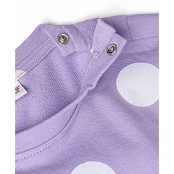 Babyhug Terry Knit Half Sleeves Top & Shorts Co-ord Set with Polka Dot Print & Sling Bag - Lavender