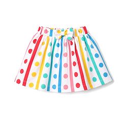 Babyhug Single Jersey Knit Half Sleeves Top & Skirt Set with Polka Dot Print & Bow Applique - Red & White