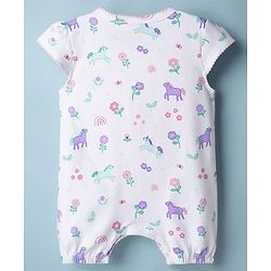 Babyhug 100% Cotton Knit Half Sleeves Rompers with Floral Print Pack of 2 - Multicolor
