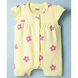 Babyhug 100% Cotton Knit Half Sleeves Rompers with Floral Print Pack of 2 - Multicolor