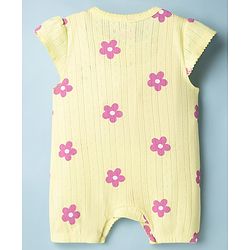 Babyhug 100% Cotton Knit Half Sleeves Rompers with Floral Print Pack of 2 - Multicolor