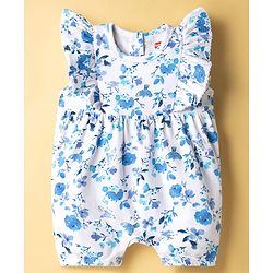 Babyhug 100% Cotton Knit Sleeveless Rompers with Floral Print Pack of 2 - Multicolor