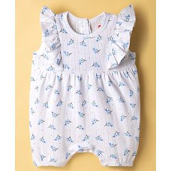 Babyhug 100% Cotton Knit Sleeveless Rompers with Floral Print Pack of 2 - Multicolor