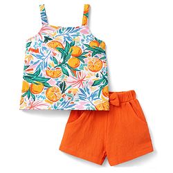 Babyhug Single Jersey Knit Sleeveless Top & Shorts Set with Fruit Print - Multicolor