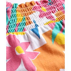 Babyhug Single Jersey Knit Half Sleeves Top & Shorts Set with Floral Print & Bow Applique - Multicolor