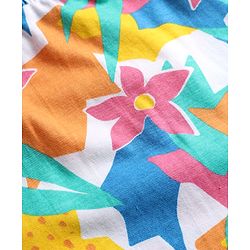 Babyhug Single Jersey Knit Half Sleeves Top & Shorts Set with Floral Print & Bow Applique - Multicolor