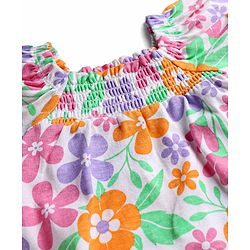 Babyhug Single Jersey Knit Half Sleeves Top & Shorts Set with Floral Print - Multicolor