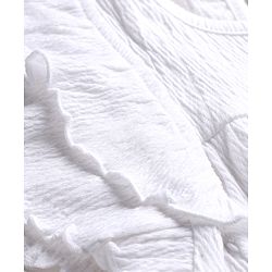 Babyhug Slub Jersey Knit Frill Sleeves Solid Top & Shorts Set with Bow Applique - White & Blue