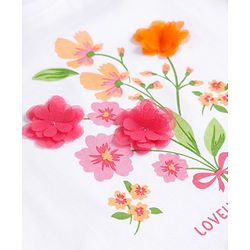 Babyhug Cotton Knit Half Sleeves Top with Floral Print & Applique - Multicolor