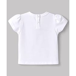 Babyhug Cotton Knit Half Sleeves Top with Floral Print & Applique - Multicolor