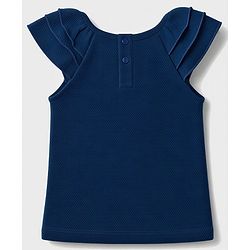 Babyhug 100% Cotton Popcorn Knit Sleeveless Top with Lace Bow Detailing - Navy