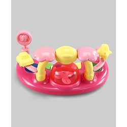 Babyhug 2-in-1 Baby Walker & Push Walker With Musical Play Tray - Pink| Soft Cushion Seat| Compact Fold| Caster Wheels| Adjustable Height| Removable Activity Tray| Toy for 9+ months| Gifting Option