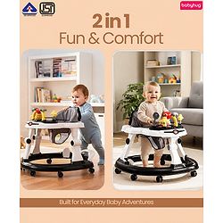 Babyhug 2-in-1 Baby Walker & Push Walker With Musical Play Tray - Pink| Soft Cushion Seat| Compact Fold| Caster Wheels| Adjustable Height| Removable Activity Tray| Toy for 9+ months| Gifting Option