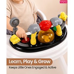 Babyhug 2-in-1 Baby Walker & Push Walker With Musical Play Tray - Pink| Soft Cushion Seat| Compact Fold| Caster Wheels| Adjustable Height| Removable Activity Tray| Toy for 9+ months| Gifting Option