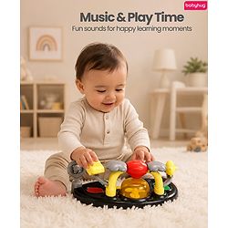 Babyhug 2-in-1 Baby Walker & Push Walker With Musical Play Tray - Pink| Soft Cushion Seat| Compact Fold| Caster Wheels| Adjustable Height| Removable Activity Tray| Toy for 9+ months| Gifting Option