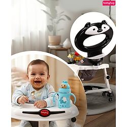 Babyhug 2-in-1 Baby Walker & Push Walker With Musical Play Tray - Pink| Soft Cushion Seat| Compact Fold| Caster Wheels| Adjustable Height| Removable Activity Tray| Toy for 9+ months| Gifting Option