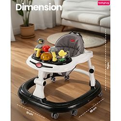 Babyhug 2-in-1 Baby Walker & Push Walker With Musical Play Tray - Pink| Soft Cushion Seat| Compact Fold| Caster Wheels| Adjustable Height| Removable Activity Tray| Toy for 9+ months| Gifting Option