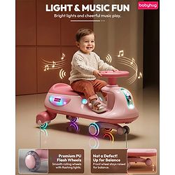 Babyhug Kids Twister Swing Car With LED Lights & Music - Pink| Smooth PU Wheels| Encourages Active Play| Built for Rough Play| Easy to Handle| Sport Gift for 3 to 8 yrs Boys & Girls| Comfortable Seat