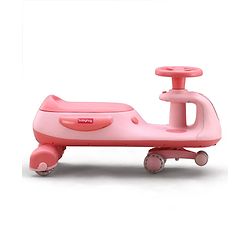 Babyhug Kids Twister Swing Car With LED Lights & Music - Pink| Smooth PU Wheels| Encourages Active Play| Built for Rough Play| Easy to Handle| Sport Gift for 3 to 8 yrs Boys & Girls| Comfortable Seat